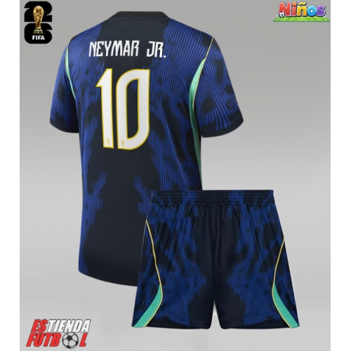Brasil Neymar Jr #10 Segunda Equipación Niños Mundial 2026 Manga Corta (+ Pantalones cortos)